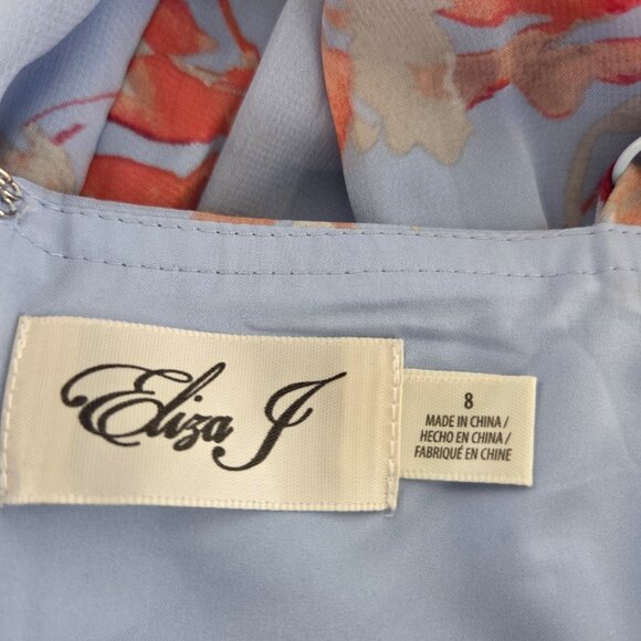 Eliza J Womens Blue Moon Floral Ruffled Asymmetrical Hem Dress Size 8 Fairycore - Picture 4 of 12